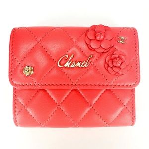 Chanel Pink Lambskin Camellia Wallet - FULL SET